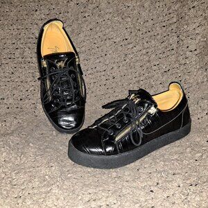 GIUSEPPE ZANOTTI-Frankie-Black Croc Low Top Casual Sneakers-Sz 42-Excellent